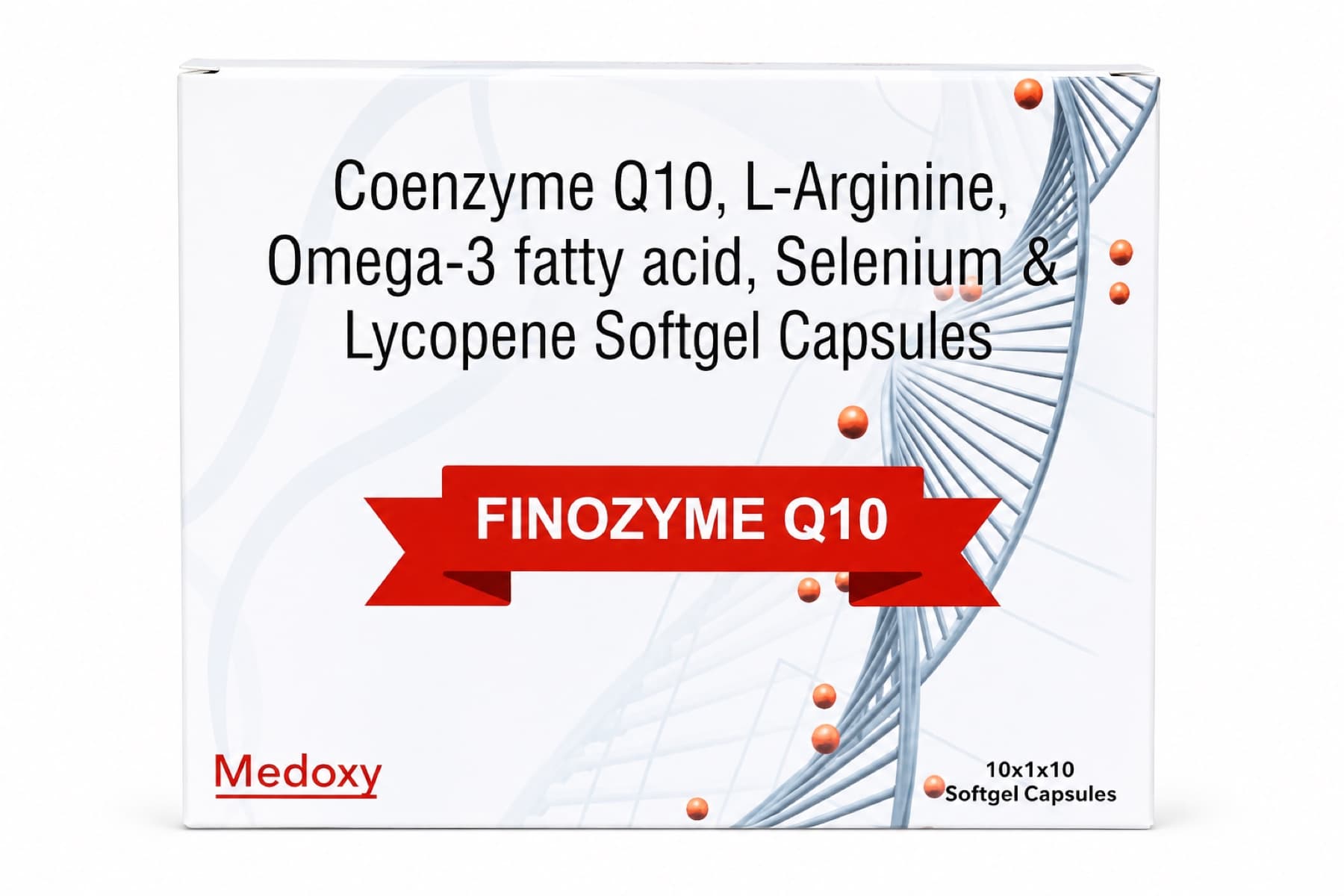 Finozyme Q10 pharmaceutical product packaging